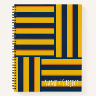 Cuaderno bloc de notas simple con banda azul y amarilla