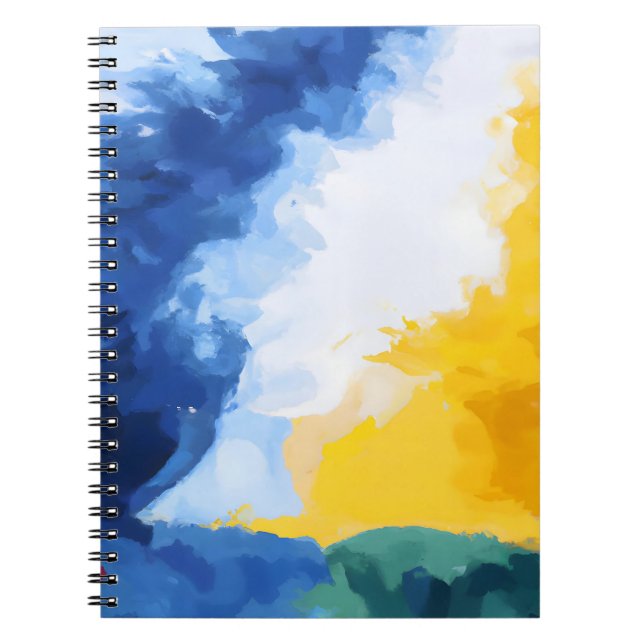Cuaderno Bloc de notas Sky negrita azul amarillo abstracto (Frente)