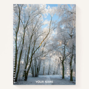 Cuaderno Bloc de notas Snowy Forest Winter Path Walk