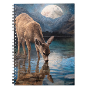 Cuaderno Bloc de notas sobre el lago de Montaña Deer ilumin