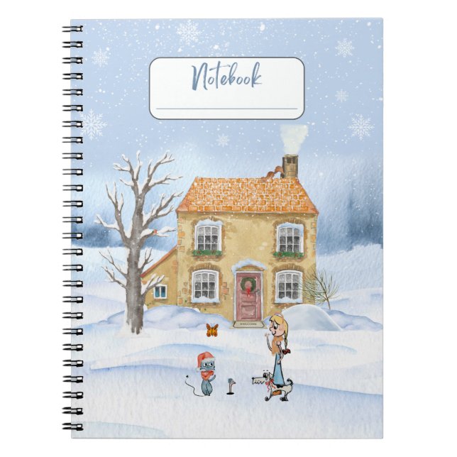 Cuaderno Bloc de notas sobre el tema del invierno espiral (Frente)
