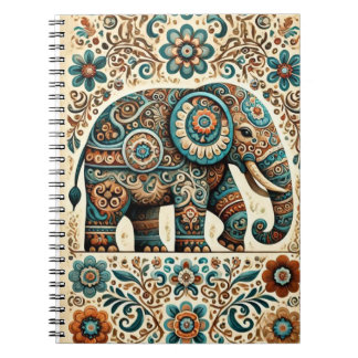 Cuaderno Bloc de notas sobre elefantes florales para Person