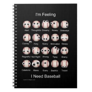 Cuaderno Bloc de notas sobre emociones de béisbol