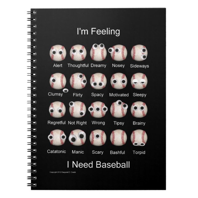Cuaderno Bloc de notas sobre emociones de béisbol (Frente)