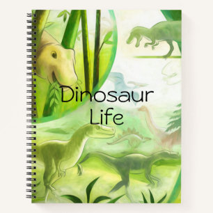 Cuaderno Bloc de notas sobre la vida de los dinosaurios pre