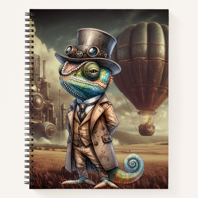 Cuaderno Bloc de notas Steampunk Chameleon Spiral (Anverso)