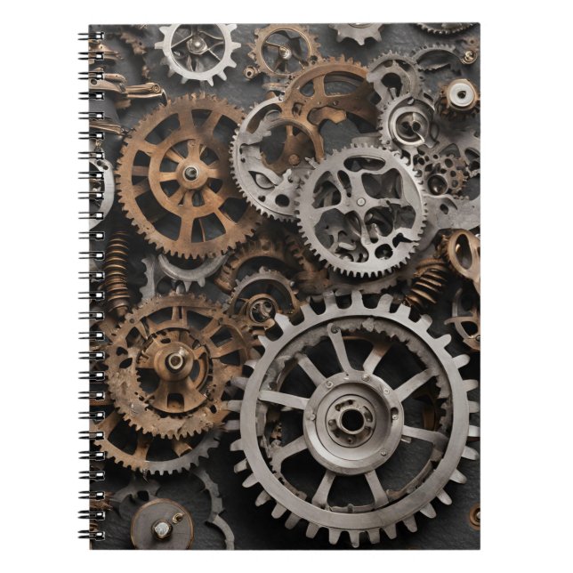 Cuaderno Bloc de notas Steampunk Gears - Desi industrial vi (Frente)