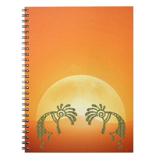 Cuaderno Bloc de notas Sunset Desert Sun Kokopelli (Frente)
