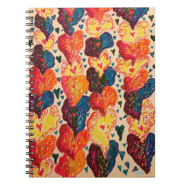 Cuaderno Bloc de notas Swirly Hearts (Frente)