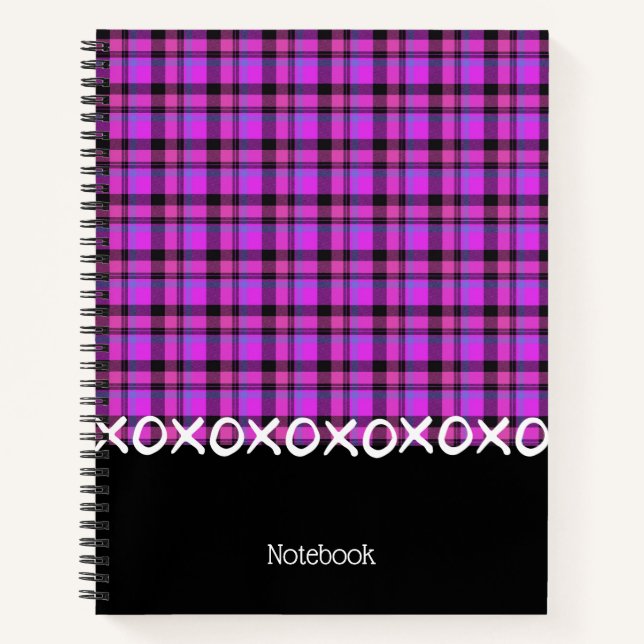 Cuaderno Bloc de notas tartán rosa-negro (Anverso)