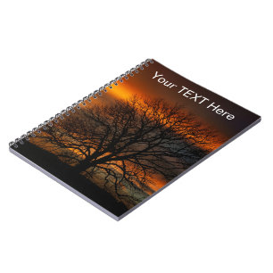 Cuaderno Bloc de notas único de silueta de árbol Sunset