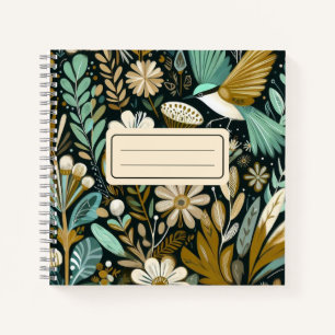 Cuaderno Bloc de notas verde azulado - Aves populares decor