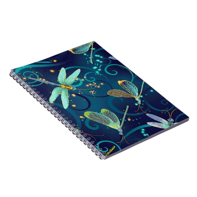 Cuaderno Bloc de notas Verde azulado Dragonflies (Lado Derecho)