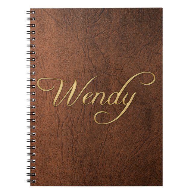 Cuaderno Bloc de notas WENDY Faux Leather Brown Texture Art (Frente)
