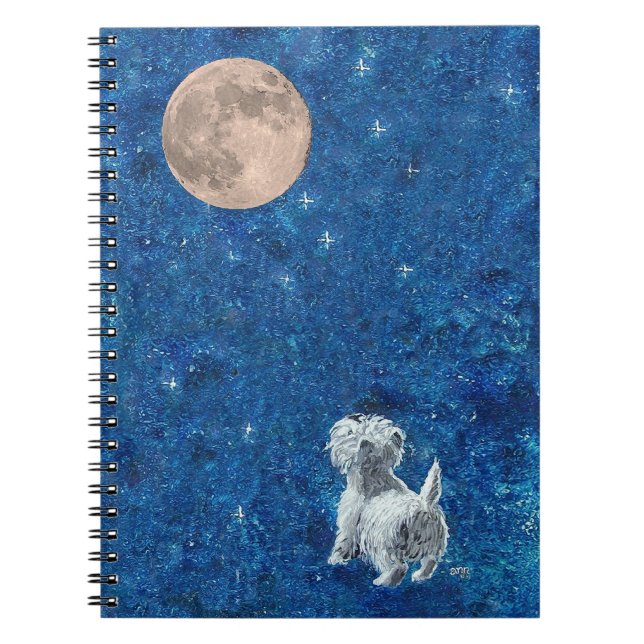 Cuaderno Bloc de notas Westie Full Moon (Frente)