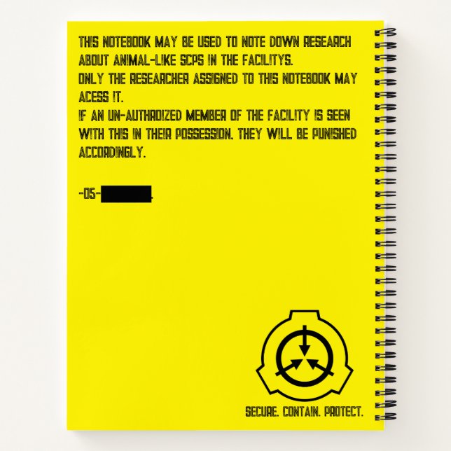 Cuaderno Bloc de notas zoólogo SCP (Reverso)