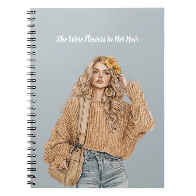 Cuaderno Blond Jeans Flores en su Cabello (Frente)