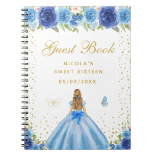 Cuaderno Blonde de Cabello Floral Azul Princesa Dulces Diec
