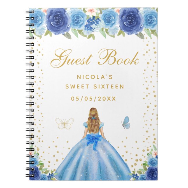 Cuaderno Blonde de Cabello Floral Azul Princesa Dulces Diec (Frente)