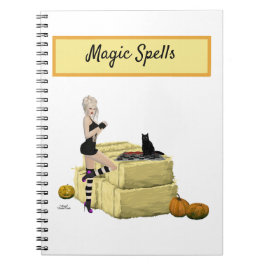 Cuaderno Blonde Halloween Witch Pin Up Chica Bloc de notas
