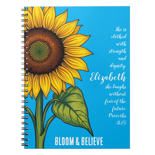 Cuaderno Bloom & Believe | Portátil de girasol personalizad (Frente)