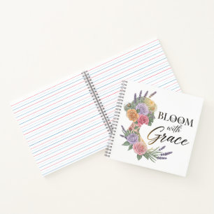 Cuaderno Bloom con Grace Elegent Floral Woman Silhouette