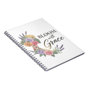 Cuaderno Bloom con Grace Elegent Floral Woman Silhouette