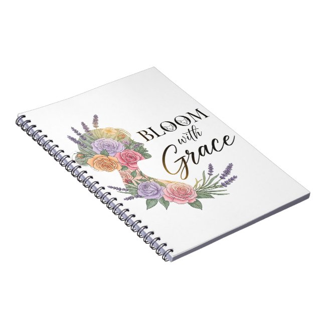 Cuaderno Bloom con Grace Elegent Floral Woman Silhouette (Lado Derecho)