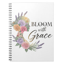 Cuaderno Bloom con Grace Elegent Floral Woman Silhouette