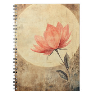 Cuaderno Bloom rosa y serenidad bajo la luz de la luna