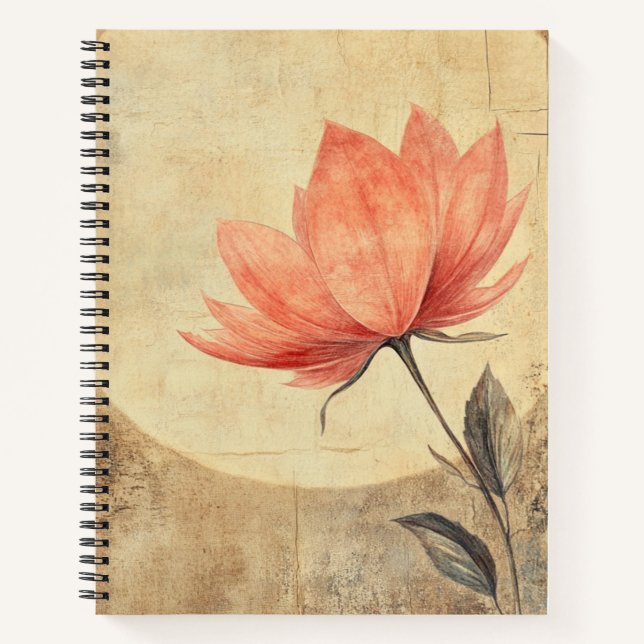 Cuaderno Bloom rosa y serenidad bajo la luz de la luna (Anverso)