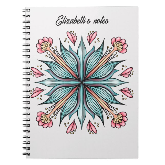 Cuaderno Blooms de primavera: nombre floral geométrico (Frente)