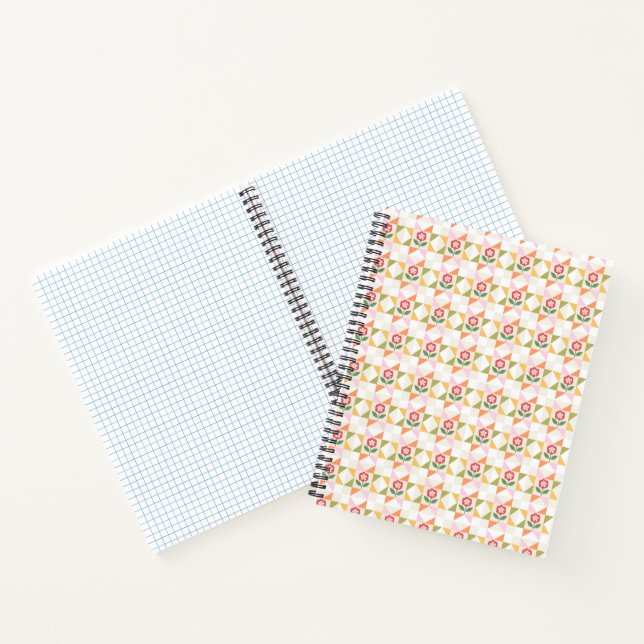 Cuaderno Bloque de colcha de flor roja pequeña (Interior)