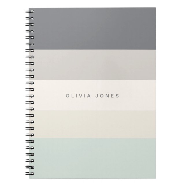 Cuaderno Bloque de color Banda horizontal Gris y beige Mono (Frente)