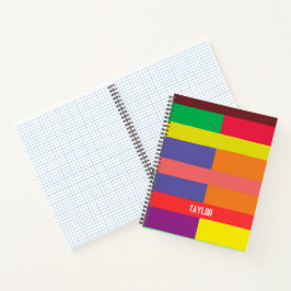 Cuaderno Bloque de color Banda Monograma Nombre Arcoiris