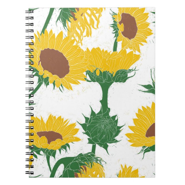Cuaderno Bloque de madera Imprimir amarillo girasol (Frente)