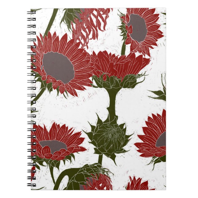 Cuaderno Bloque de madera Imprimir rojo girasol (Frente)
