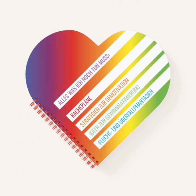 Cuaderno Bloque de notas Arcoíris Corazones Irónico (Anverso)