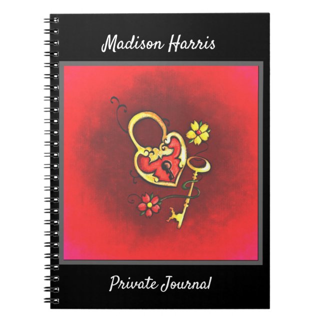 Cuaderno Bloqueo de oro personalizado y texto de Personaliz (Frente)