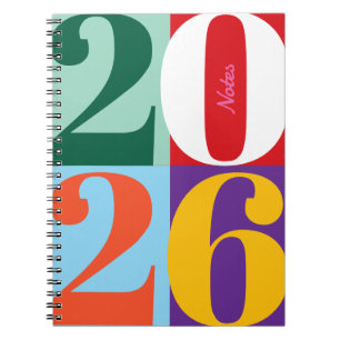 Cuaderno Bloques de año en negrita y coloridos Título perso