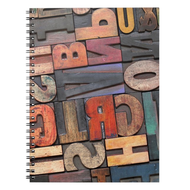 Cuaderno bloques de impresión de letras antiguos con un pat (Frente)