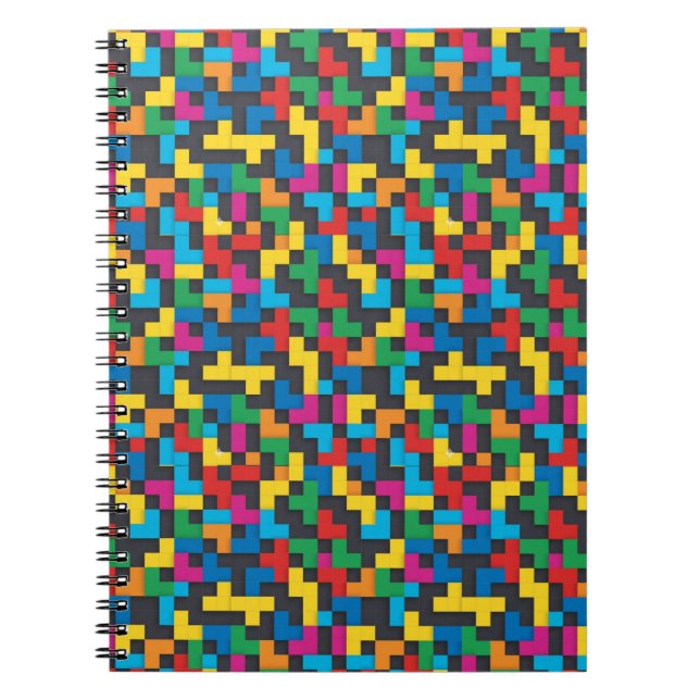 Cuaderno Bloques Retro Tetris Patrón Continuo (Frente)