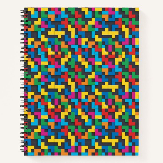 Cuaderno Bloques Retro Tetris Patrón Continuo (Anverso)