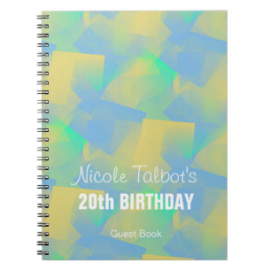 Cuaderno Blue Abstract pastel 20th Birthday Guest Book 3