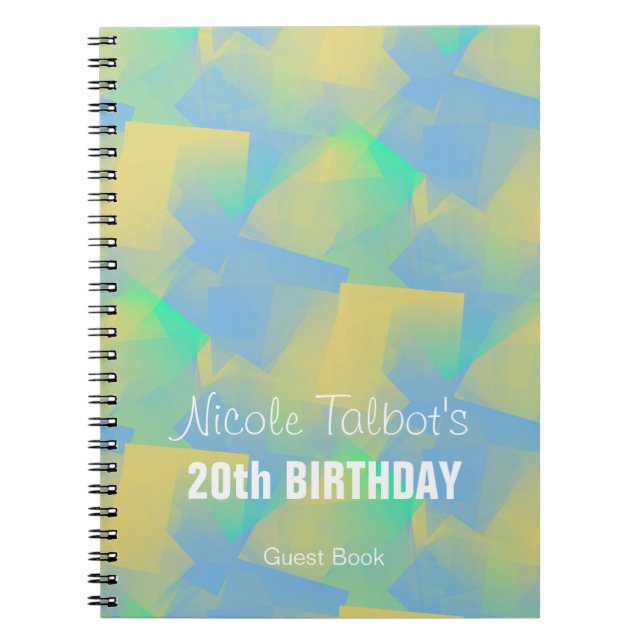 Cuaderno Blue Abstract pastel 20th Birthday Guest Book 3 (Frente)