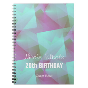 Cuaderno Blue Abstract pastel 20th Birthday Guest Book 4