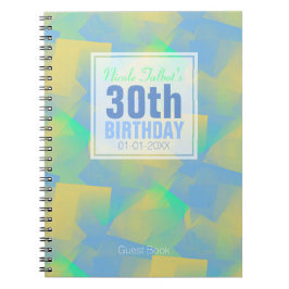 Cuaderno Blue Abstract pastel 30th Birthday Guest Book 3a