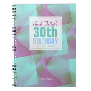 Cuaderno Blue Abstract pastel 30th Birthday Guest Book 4a