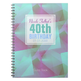 Cuaderno Blue Abstract pastel 40th Birthday Guest Book 4a