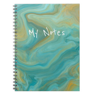 Cuaderno Blue and Sandy Brown Swirls Marble Art